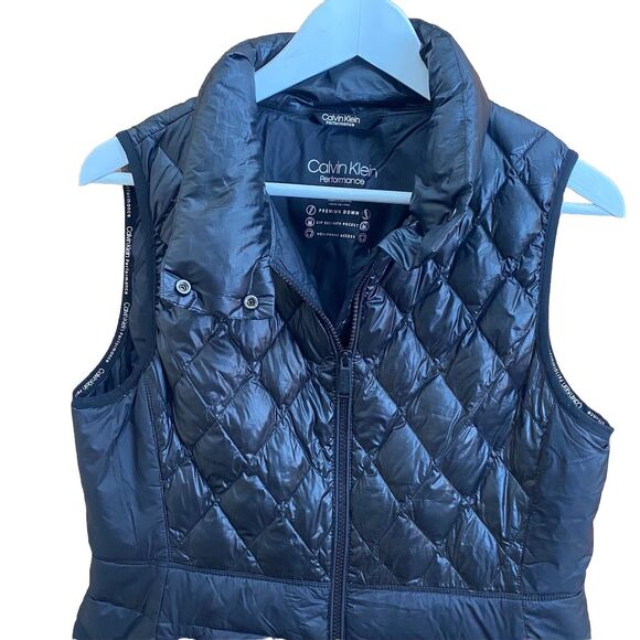 CALVIN KLEIN PERFORMANCE Down Vest Quilted Puffer Insulated Jacket Women M Black - Picture 6 of 6